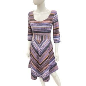 Maeve By Anthropologie Dress Women’s SZ S 70% Cotton A-Line Pockets Purple &Blue
